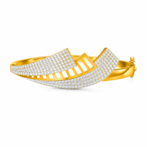 Twisted Wave Diamond Bangle Bracelet