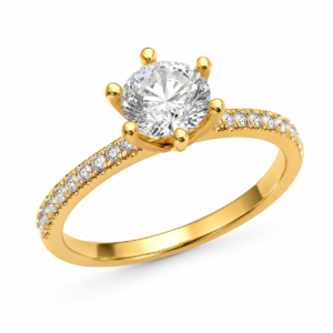 Classic Solitaire Pave Diamond Ring