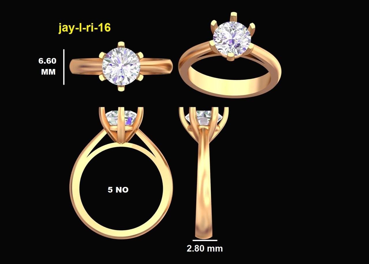 Classic Six Prong Solitaire Engagement Ring - Image 3