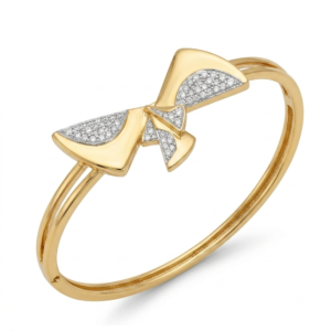 Two Tone Diamond Bow Bangle Bracelet