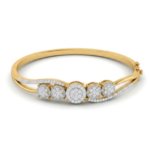 Floral Cluster Diamond Bangle Bracelet